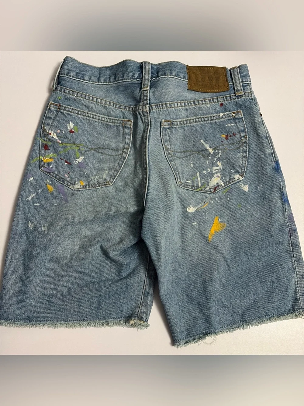 Polo by Ralph Lauren Light Blue Denim Shorts with Multicolor Paint Splatters